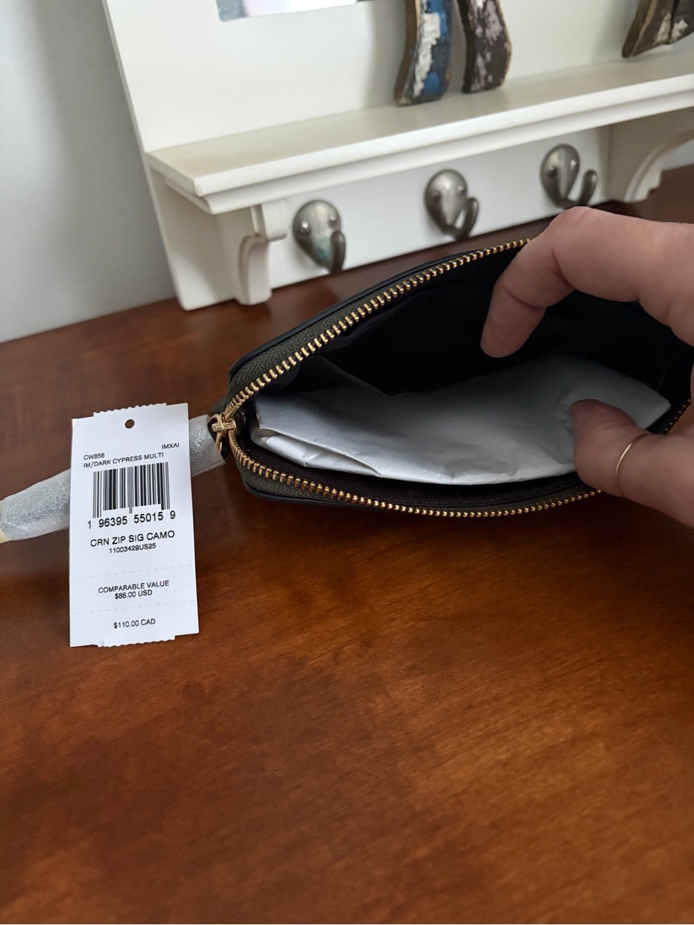 Coach Black and Brown Camo Zip Coin Pouch - Picture 3 of 5